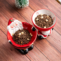 Gamelle en céramique pour chat, surélevée, motif Père Noël, pour la protection du cou, gamelle en céramique pour animaux de compagnie, gamelle pour nourriture pour chat