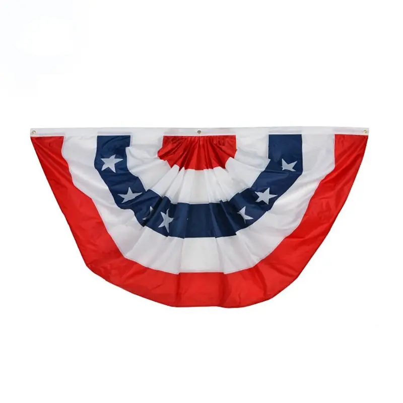 Bandera americana Bunting Outdoor 3x6 Ft US Plisado Fan Flag Estrellas bordadas en EE. UU. Bunting plisado