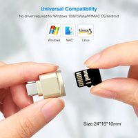 Lector de tarjetas tipo C Mini SD TF, adaptador de memoria OTG, concentrador USB C y fuente de alimentación para uso en computadora portátil sin llavero