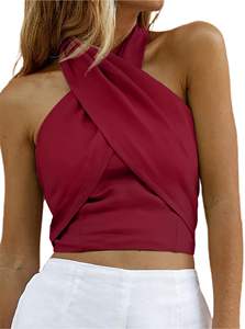 Top Corto de Mujer, Transpirable, de Punto, Elegante, Sexy, con Espalda Descubierta, Estilo Halter Cruzado, para Fiestas - Product Image 6