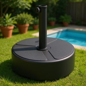 Support de parasol d'extérieur, capacité de 44 lb, en résine noire, robuste, pour jardin et bord de piscine - Product Image 2