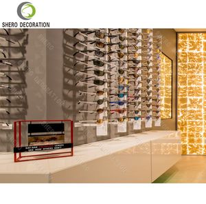 Vitrina óptica moderna personalizada de alta calidad, estantes de exhibición óptica montados en la pared, vitrina de gafas de vidrio - Product Image 6