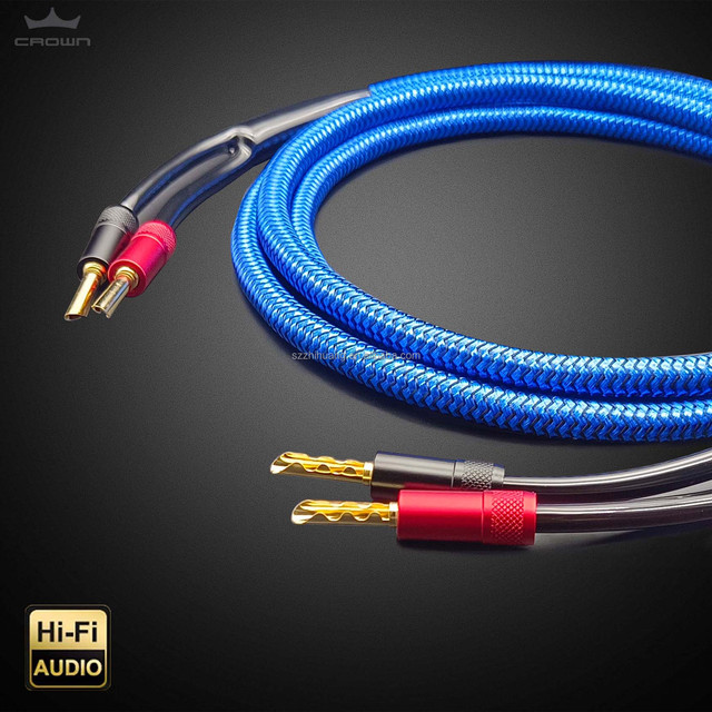 Pure Copper Gold-Plated 2-Banana Speaker Cable with OFC PVC for Computer Power Amplifier Monitor Microphone Connectivity