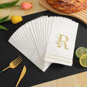 Gold Stamped Letter Paper Napkins 330mmx400mm Printed Wedding Party Disposable Serviettes - Product Image 3