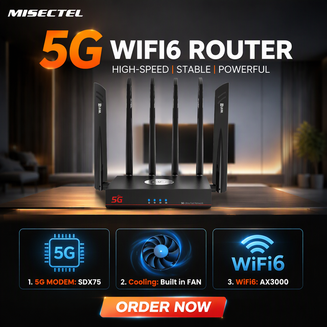 MISECTEL New X75 AX3000 WIFI6 4G/5G WiFi Router with Sim Slot NSA SA MMWave Change IMEI Lock VPN Dual Sim Card Mesh Network