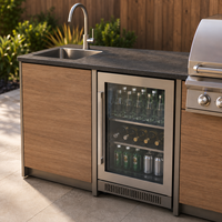 Ensemble de meubles de cuisine d'extérieur en acier inoxydable 304 avec réfrigérateur, barbecue, évier et auvent en alliage d'aluminium