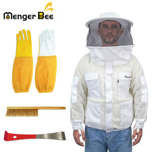 Chaqueta de apicultura ventilada en stock de EE. UU. Guantes de cuero a prueba de agua y Raspador de cepillo de abeja incluido - Product Image 1