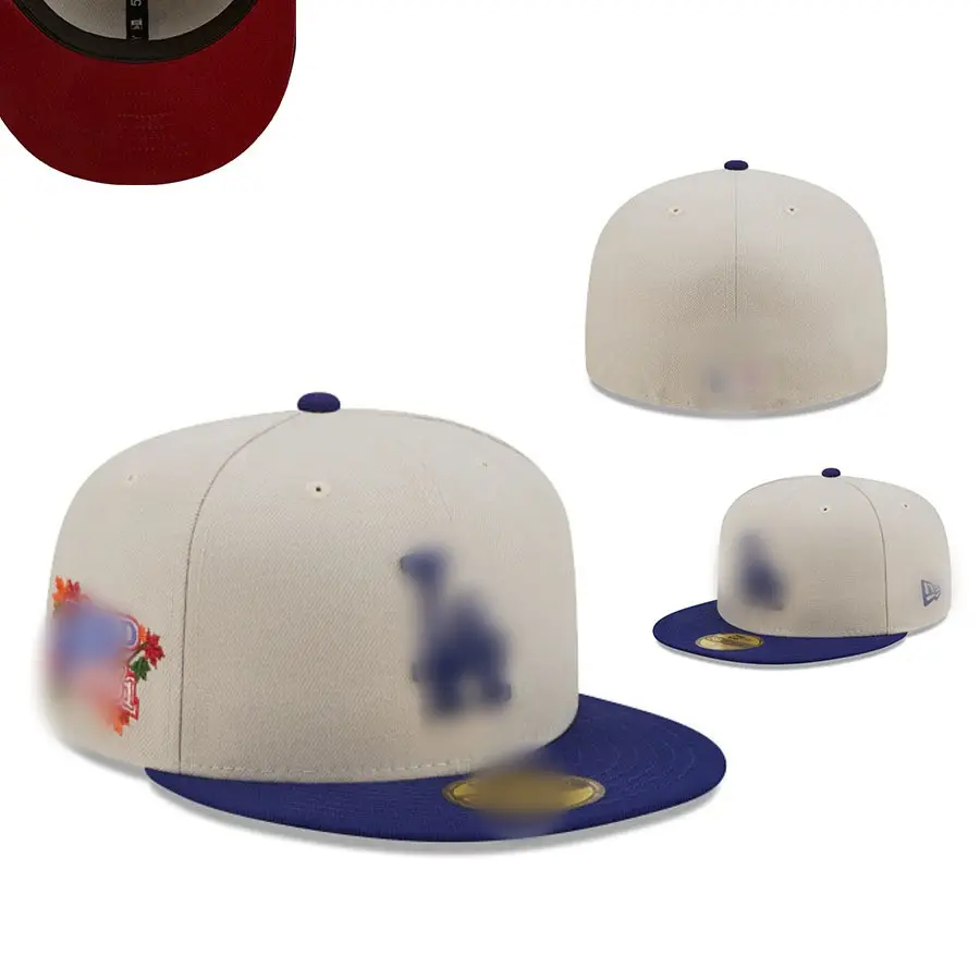 Auf Lager 3D Stickerei Seite Patch Fitted Cap Gorras Flat Brim American Baseball Fitted Hüte für Team