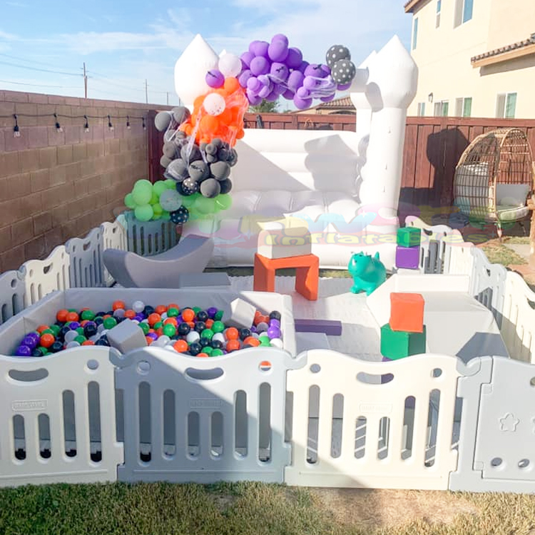 Party Kids Soft Play Equipment Inflatable White Bounce House Ball Pit With Slide Afrimart Online