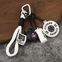 Porte-clés personnalisé en PVC 3D avec logo, haltères et barres, sangle tressée sportive, accessoires de charme pour la gym, idéal pour les amateurs de CrossFit et de musculation