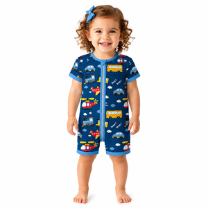 Piyama Bayi Bambu Resleting Grosir Pakaian Tidur Balita Cetak Kustom Bambu Anak Resleting YKK Romper Bayi Onesie - Product Image 6