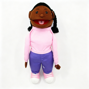 Marioneta de mano personalizada con boca móvil, marioneta de mano de peluche humana, marioneta de mano de niña negra, marioneta de mano de ventrilocuidador - Product Image 2