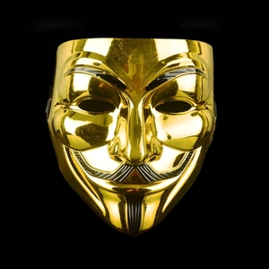 Halloween Gold Scary V pour Vendetta Mask - 8.66x8.66Inch, Masque Cosplay intégral pour homme, Masque d'<span class=keywords><strong>horreur</strong></span> inspiré du <span class=keywords><strong>film</strong></span> - Product Image 1