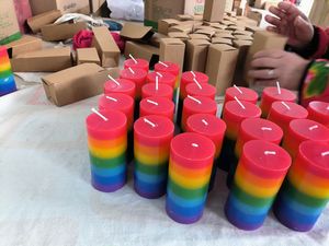 Vela <span class=keywords><strong>de</strong></span> pilar <span class=keywords><strong>de</strong></span> color <span class=keywords><strong>de</strong></span> <span class=keywords><strong>siete</strong></span> capas para decoración del hogar, perfecta para meditación y relajación <span class=keywords><strong>de</strong></span> energía positiva - Product Image 4