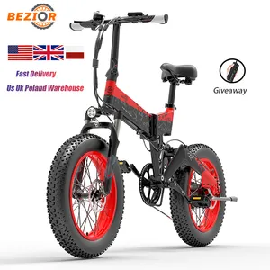 BEZIOR-Bicicleta de Montaña eléctrica XF200 de 1000W, bici de montaña plegable de 48V y 15Ah, neumático ancho de 20 pulgadas, todoterreno, disponible en RU, UE, EE. UU. Y Reino Unido