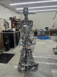 Costume de <span class=keywords><strong>robot</strong></span> LED de luxe pour <span class=keywords><strong>femme</strong></span> avec miroir et échasses lumineuses – Tenue de scène pour soirée, boîte de nuit, performance Drag Queen - Product Image 4