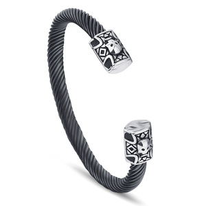 <b>Men's</b> Tibetan Silver Skull Wire Bracelet 6mm Cuff <b>Bangle</b> Jewelry <b>For</b> <b>Men</b> - Product Image 2