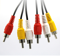 Kabel Audio 3RCA hitam tembaga Rca kustom OFC Rca ke jantan DVD HD kabel AV 3RCA ke 3RCA