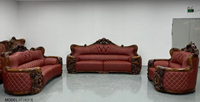 Juego de Sofás de Cuero de Lujo, Diseño Europeo Real, Estilo Chesterfield, Respaldo Acolchado, Brazos Curvos, Estructura de Madera Maciza, Hecho a Mano y Personalizado