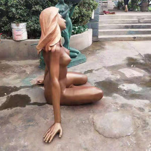 Decorazione da giardino all'aperto In metallo artigianale In Bronzo capelli lunghi statua Di Donne ragazza nuda In Bronzo sul pavimento - Product Image 3