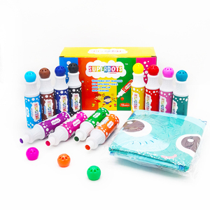Lot de 12 couleurs OEM d'encre lavable pour l'éducation, plumes de 10mm, 40ml, ensemble de marqueurs de points, tampons de bingo avec tablier pour le dessin des enfants - Product Image 3