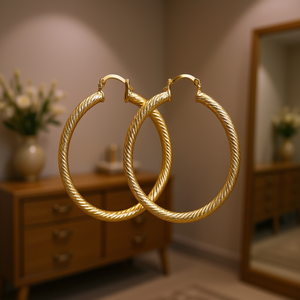 E4410 ต่างหูห่วงทอง ผู้หญิง เครื่องประดับแฟชั่นโลหะผสมคลาสสิก เส้นผ่านศูนย์กลาง 20 มม - Product Image 2