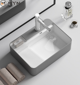 Vendita diretta della fabbrica in ceramica blu lavatrice rettangolare piano di lavoro <span class=keywords><strong>lavanderia</strong></span> lato scarico lavabo con Washboard - Product Image 4