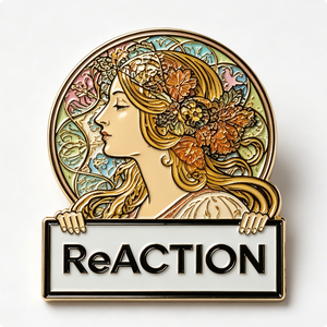 ReACTION Cubist Face Art <b>Pin</b> Gold Plated Metal Enamel Collectible <b>Badge</b> - Product Image 1