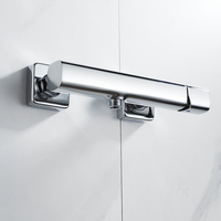 Grifo de Ducha y Bañera Momali, Estilo Europeo, Cuerpo de Latón Cuadrado, Monomando, Cromado, Modelo con Válvula de Cerámica Pulida, Rociado Suave