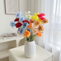 Bouquet de fleurs artificielles en soie faites à la main, chrysanthèmes et œillets, pour mariage, fête des mères, Noël, décoration de la maison