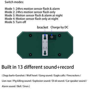 نظام إنذار بالتحكم عن بعد يعمل بالأشعة تحت الحمراء بالطاقة الشمسية طارد شخصي للطيور الخنازير البرية الحيوانات إنذار صوتي/ضوئي - Product Image 6