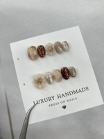 Lot de 10 faux ongles de luxe faits à la main en acrylique avec design personnalisé pour doigts, haute qualité