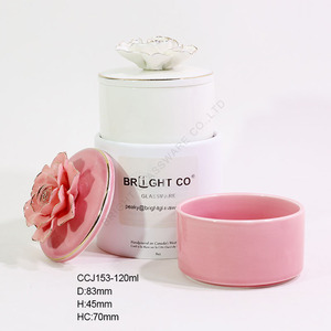 Élégant Pot à Bougie <span class=keywords><strong>en</strong></span> Céramique avec Couvercle Rose 3D 120ml – Récipient Décoratif Rose pour Bougie, Contenant de Luxe pour la Décoration Intérieure et les Cadeaux - Product Image 6