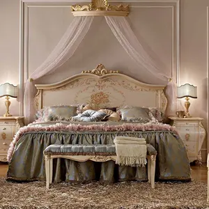 शानदार अपार्टमेंट शीर्ष लकड़ी चंदवा बेड फर्नीचर सोफे बिस्तर रानी आकार