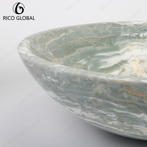 Lavabo Redondo de Cerámica para Encimera, Lavabo de Mármol Verde de Lujo, Lavabo Duradero para Baño - Product Image 5