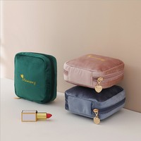 Mini femmes velours côtelé tissu cosmétique sac velours cosmétique sac maquillage pochette avec logo