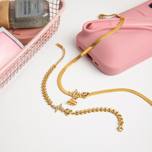 Collar de acero inoxidable con forma de corazón, con diamantes de imitación y colgante de circonita, para regalo, diseño de múltiples capas. - Product Image 2