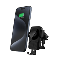Support de téléphone intelligent pour voiture avec chargeur sans fil Type-C à charge rapide, fixation automatique sur grille d'aération - Compatible multi-appareils et pratique