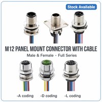 Connecteur M12 à montage sur panneau, mâle/femelle, codage A/D/L, étanche IP67, câble Ethernet industriel pré-câblé pour capteur, 3, 4, 5, 6, 8, 12, 17 broches
