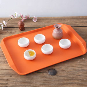 Rectangular Serving <b>Tray</b> Brownish Orange Solid Color For Hotel Food And <b>Tea</b> - Product Image 3