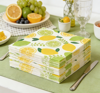 Serviettes en papier jetables imprimées citron, décoration de table estivale, serviettes à motif citron, fournitures de fête sur le thème des fruits pour la cuisine