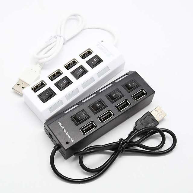 4 Ports USB  2.0 Hub With Independent Switch On/Off Switch LED Indication USB Hub