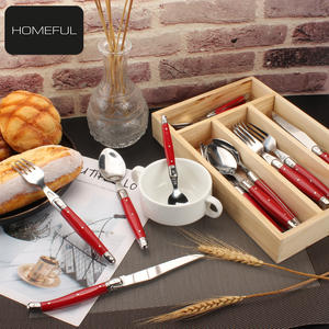 Couteaux à steak, cuillères et fourchettes <span class=keywords><strong>Laguiole</strong></span> en acier inoxydable de conception française, avec cuillère à thé, dans une boîte en bois - Product Image 4