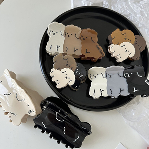 Pinces à cheveux coréennes en gros PL, pinces à cheveux mignonnes en forme de chiens poilus, pinces à cheveux en acétate épissé pour femmes - Product Image 1