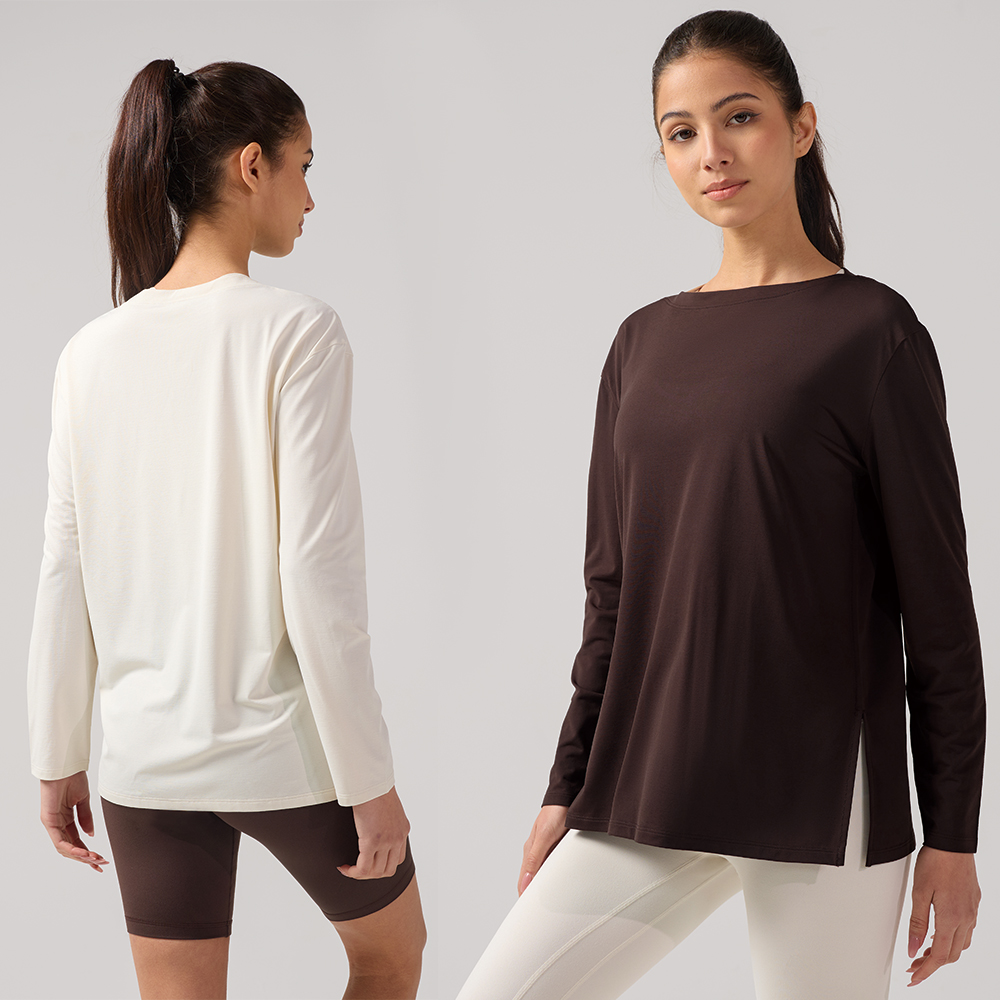 New Arrival Women's Loose Boat Neck Long Sleeve Athletic Top, Bare-Feel Breathable Yoga Cover-Up T-Shirt