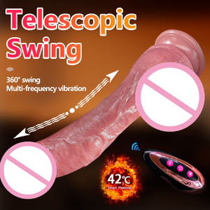 Vibromasseur télescopique réaliste XXL à télécommande, avec fonctions de poussée et de chauffage, pour stimulation du point G et anale, pour femmes - Product Image 6