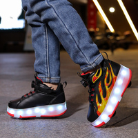 Chaussures de sport d'extérieur respirantes pour enfants, LED haute luminosité, dessus en cuir, semelle extérieure en TPR, chaussures de roller, mode