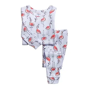 Flamingo In Quần Áo Ngủ Hai Mảnh 100% Cotton Quần Áo Set Cô Gái Pyjama Set Trẻ Em Toddler Pyjama Lounglass 2 Cái Pj Set