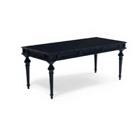 Table à manger rectangulaire noire durable en MDF, design traditionnel, meubles de maison, pieds en bois, pas d'assemblage requis pour les restaurants