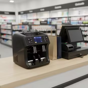 Machine à compter l'argent personnalisée avec deux compartiments pour billets <span class=keywords><strong>EUR</strong></span>, GBP, USD, <span class=keywords><strong>AUD</strong></span>, INR, AED, TRY, XOF, GHC - Product Image 2